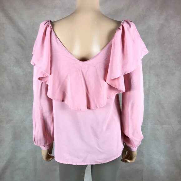 ONE HART Long Sleeve Pink Ruffled Top NWT M - Picture 4 of 12
